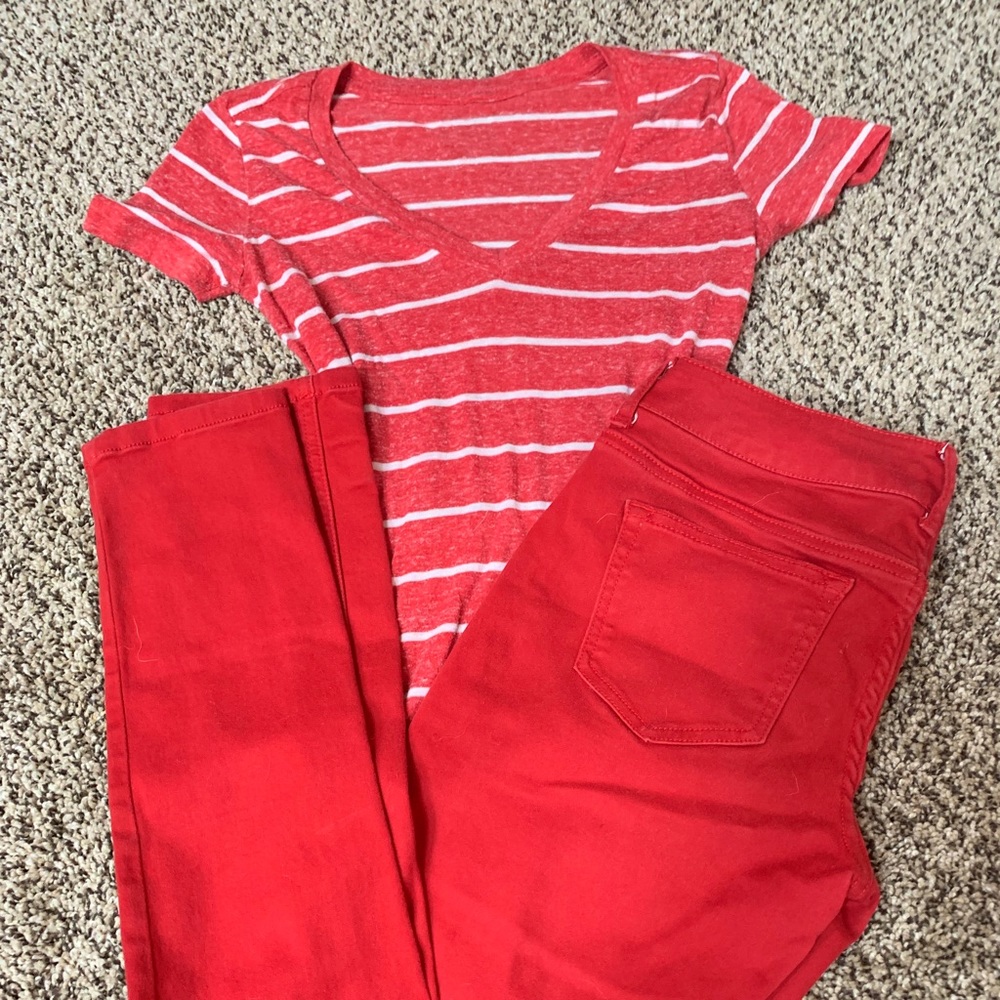 Red jeggings